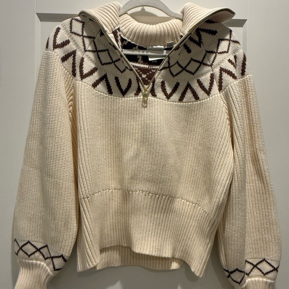 Varley Cream and Brown Turtleneck Sweater - Picture 7 of 16